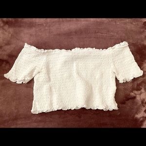 Off Shoulder Ruffle White Top